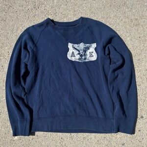 Y2K American Eagle Outfitters Mens Navy Blue Vintage Fit Graphic Sweatshirt 71 M